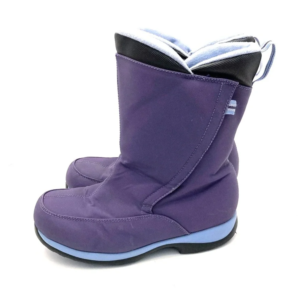 Lands' End Winter Boots Purple Hook & Loop Close Waterproof Snow Youth 7M